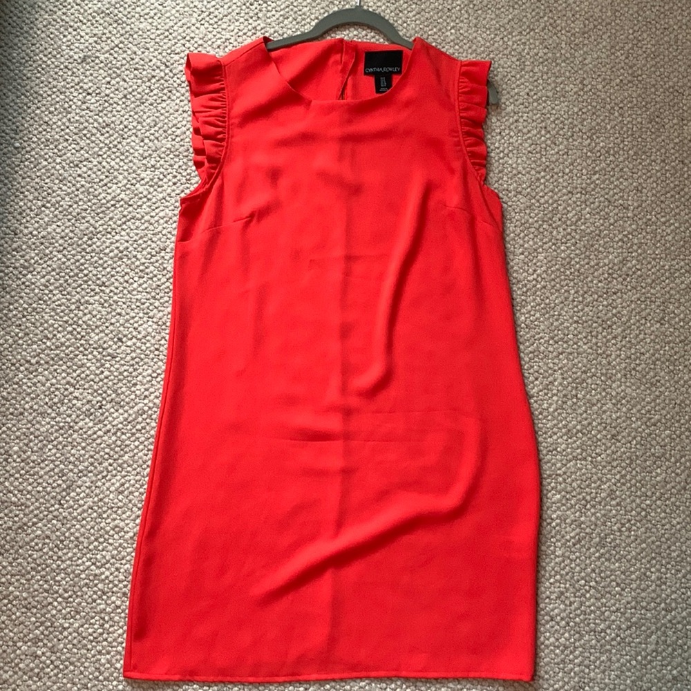 Cynthia Rowley ruffle sleeve coral dress